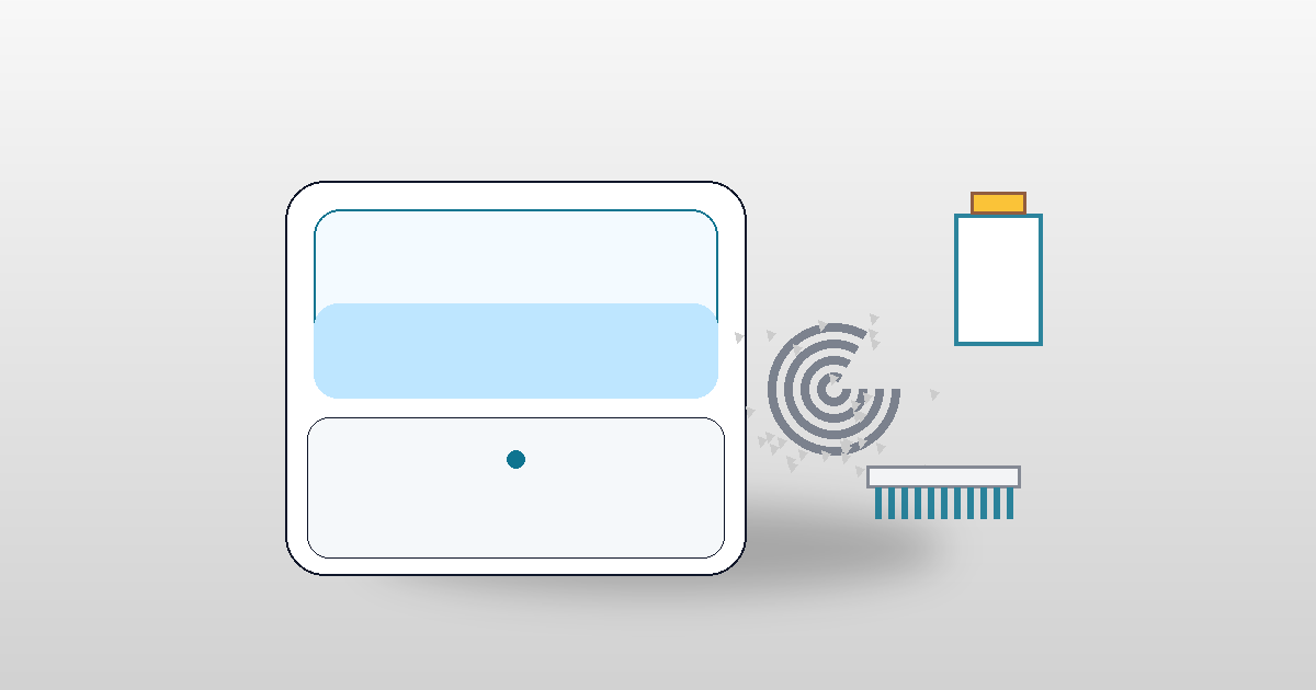 カルキ・水垢落とし：ヒーターの白い固着とクエン酸ボトルのイメージ