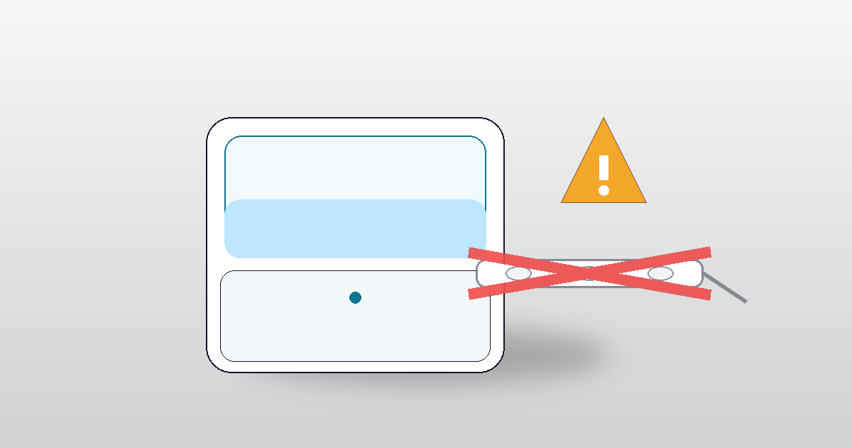 置き場所NG：電源タップの上や警告三角のイメージ