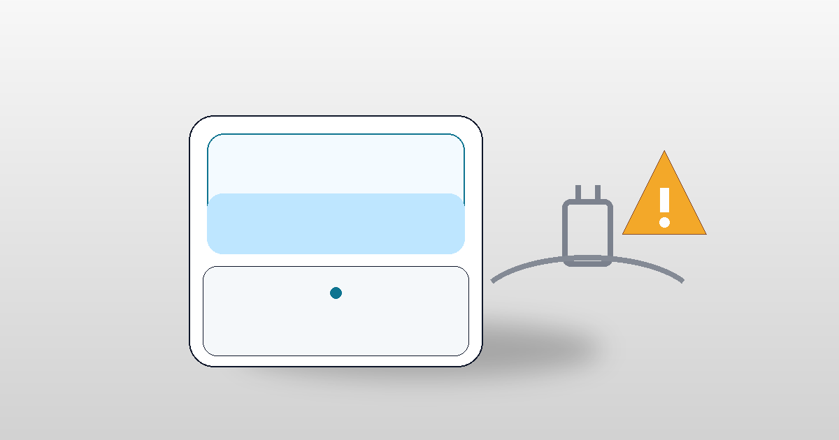 スチーム式の電源不調：プラグと警告マークのイメージ