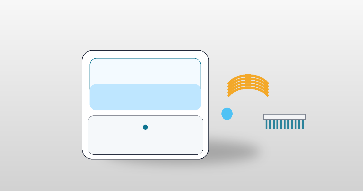 超音波式：臭い・ぬめり対策（清掃ブラシと水滴）のイメージ