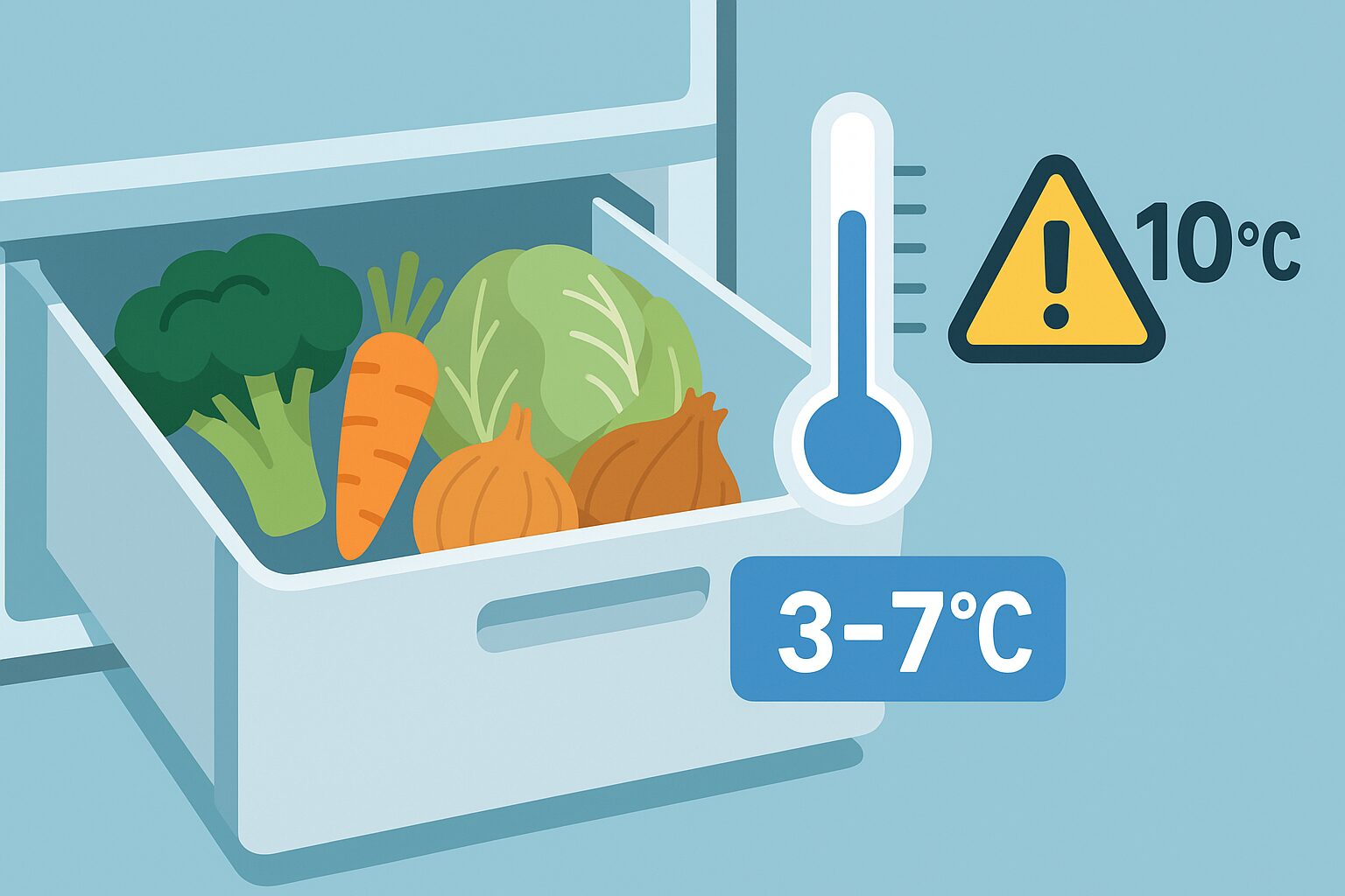 温度の目安と食品安全:野菜室は3〜7℃目安、10℃超の継続は要注意
