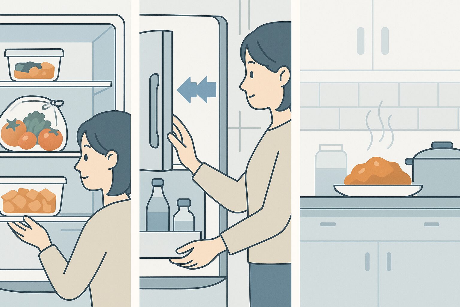 使い方の見直し:小分け投入・開閉抑制・粗熱を取ってから入れる
